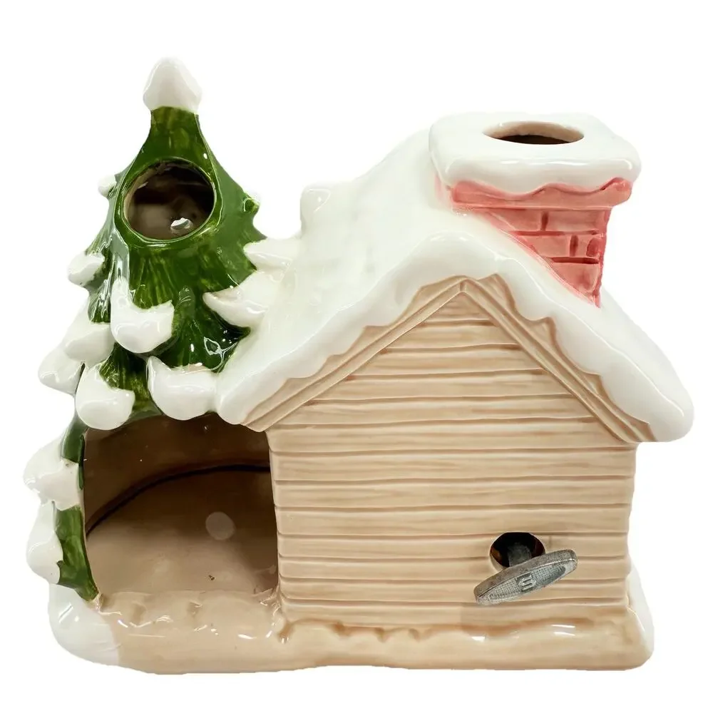 Christmas Cottage Lund's Lites Music Box‎ Lighted Tree Girl Figurine Ceramic EUC
